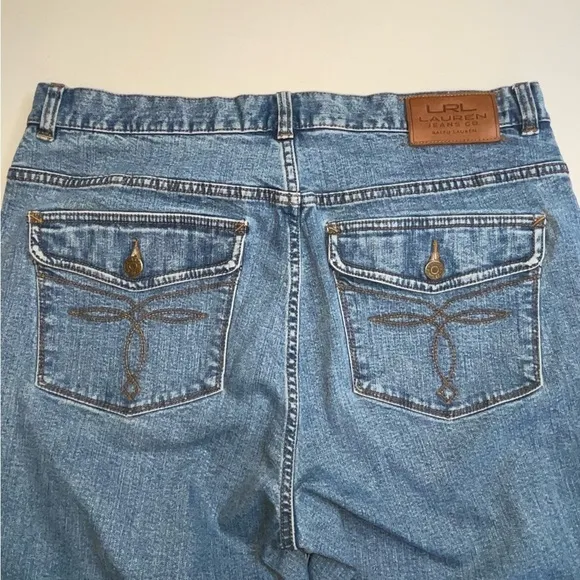 Lauren Ralph Lauren Jeans Denim Flap button closure Embroidered Classic bootcut