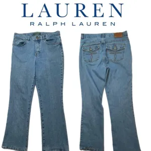 Lauren Ralph Lauren Jeans Denim Flap button closure Embroidered Classic bootcut