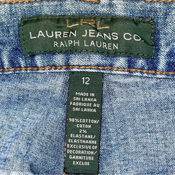 Lauren Ralph Lauren Jeans Denim Flap button closure Embroidered Classic bootcut