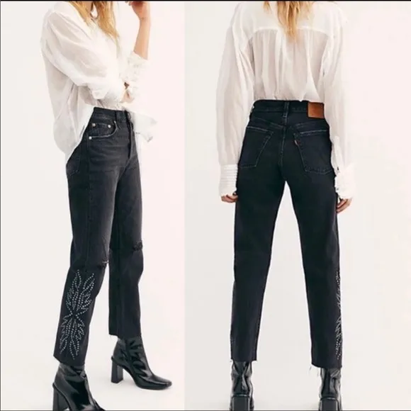 Levi’s 501 Size 28 Black Canyon Studded Straight Leg Jeans
