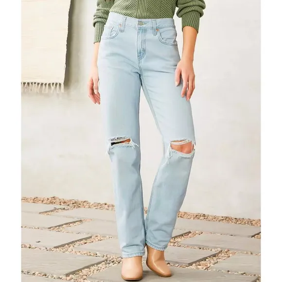 LEVI'S Low Pro Straight Jeans Charlie Won Light Wash Distressed {RR43}