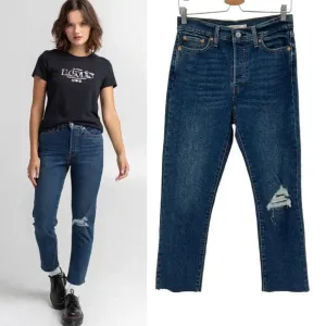 Levi's Wedgie Fit Straight Jeans Medium Destructed Size 29