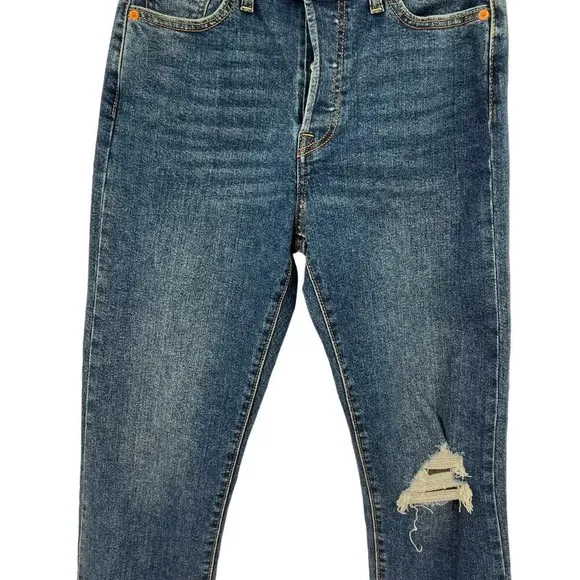Levi's Wedgie Fit Straight Jeans Medium Destructed Size 29