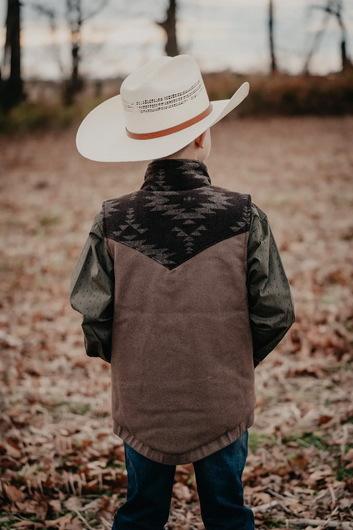 'Lil Coop' Youth Boy's CINCH Wooly Brown Vest (XS-XL)