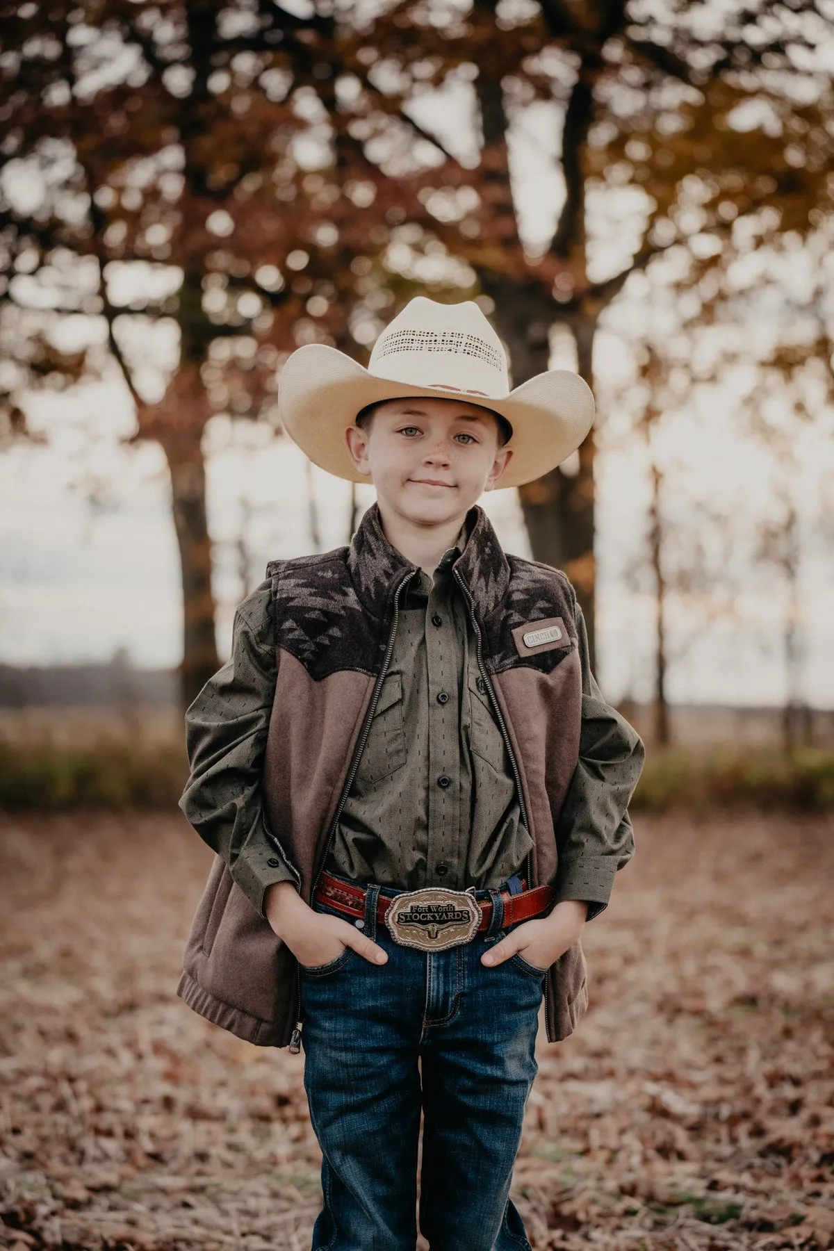 'Lil Coop' Youth Boy's CINCH Wooly Brown Vest (XS-XL)