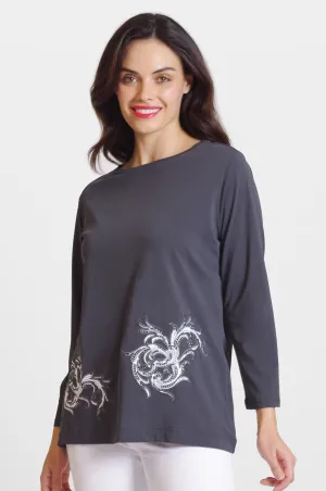 Long Sleeve Embroidery Tee: FINAL SALE