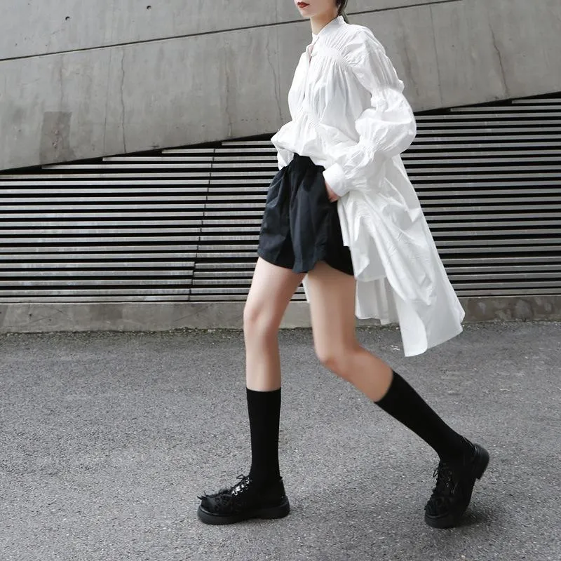 Loose Irregular Puff Shirt Short Dress