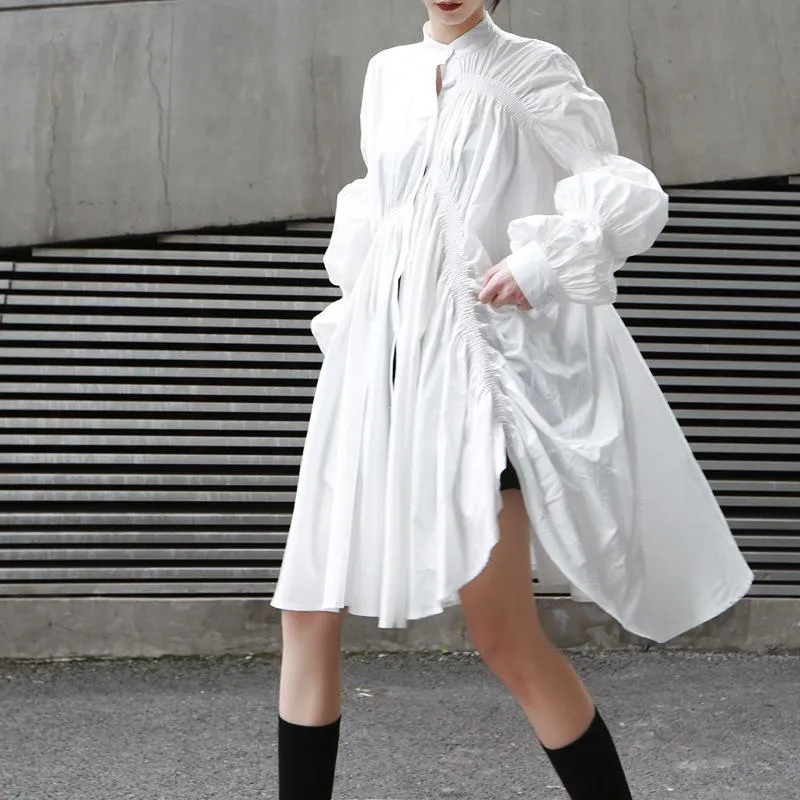 Loose Irregular Puff Shirt Short Dress