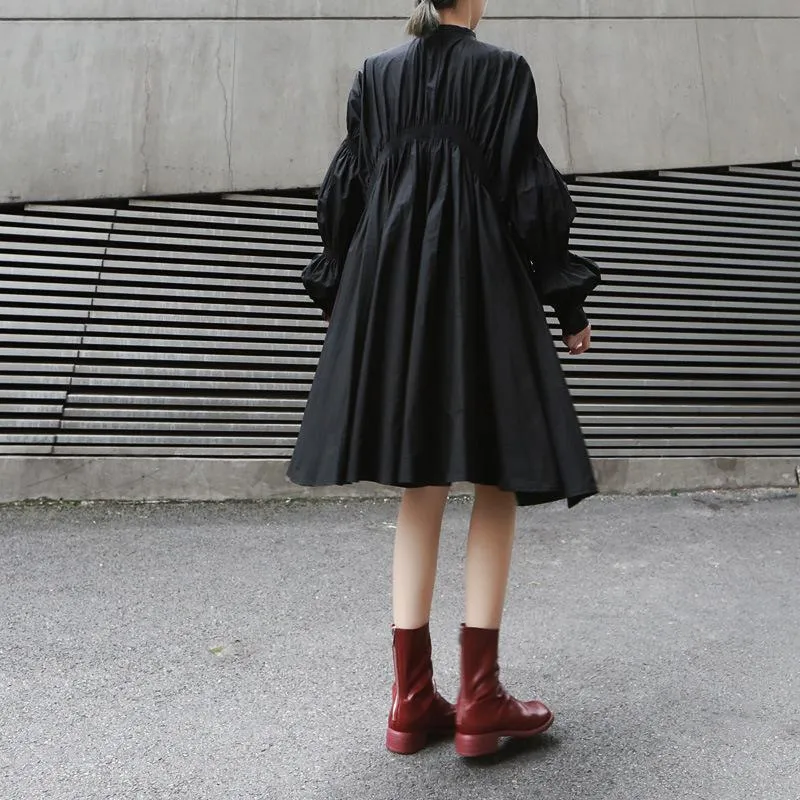 Loose Irregular Puff Shirt Short Dress