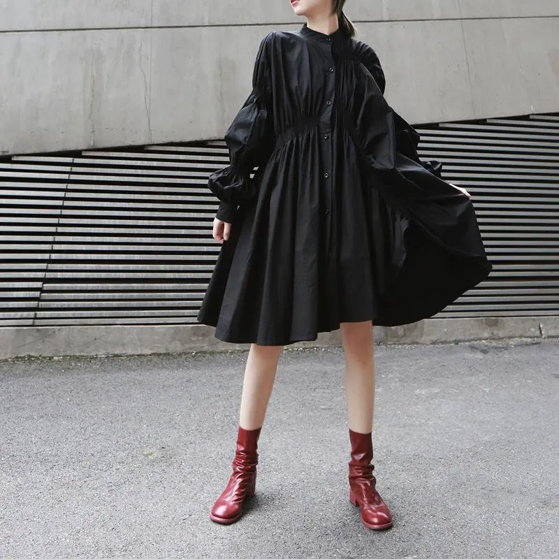 Loose Irregular Puff Shirt Short Dress