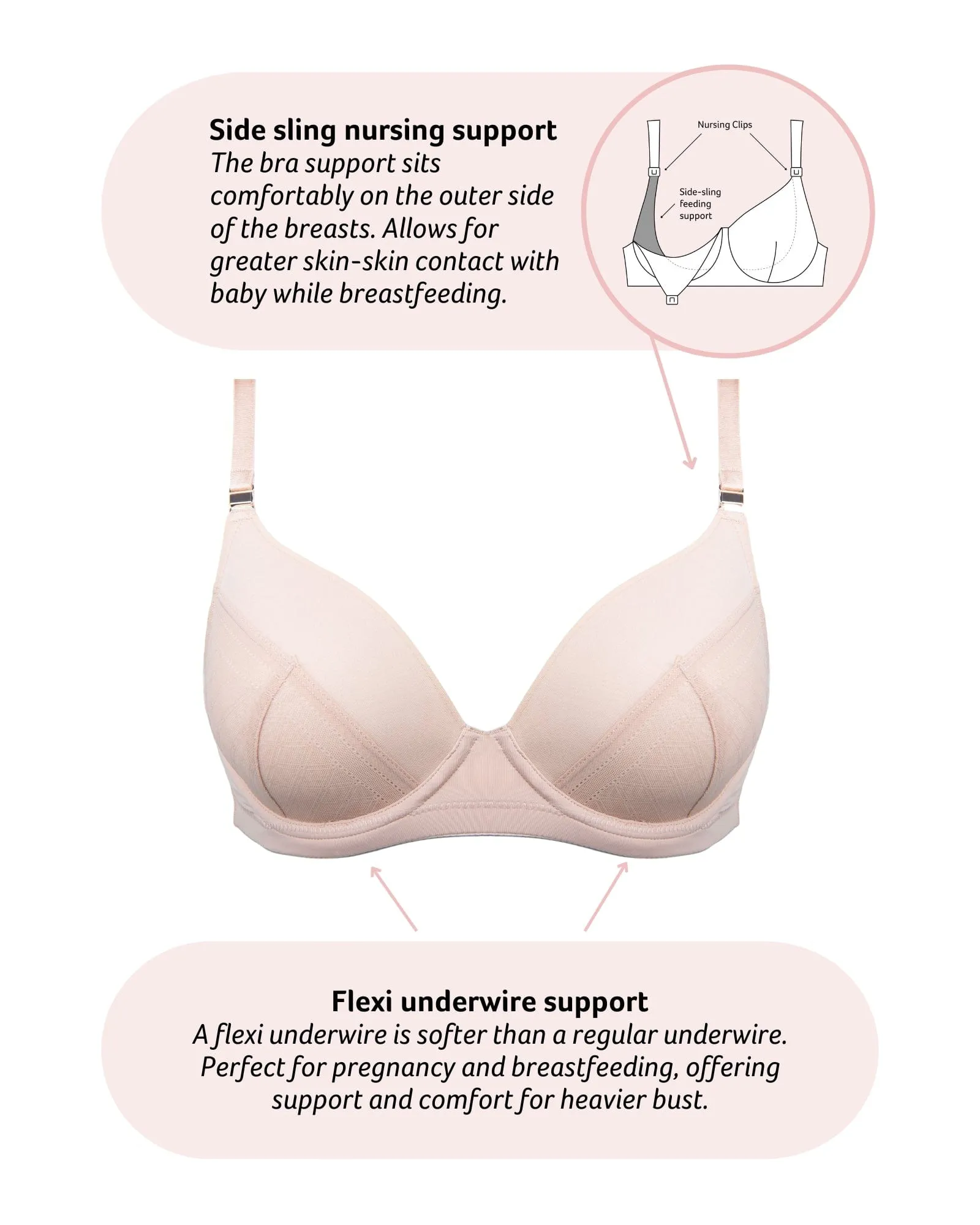 Lunar Plunge T-Shirt Nursing Bra - Cashmere