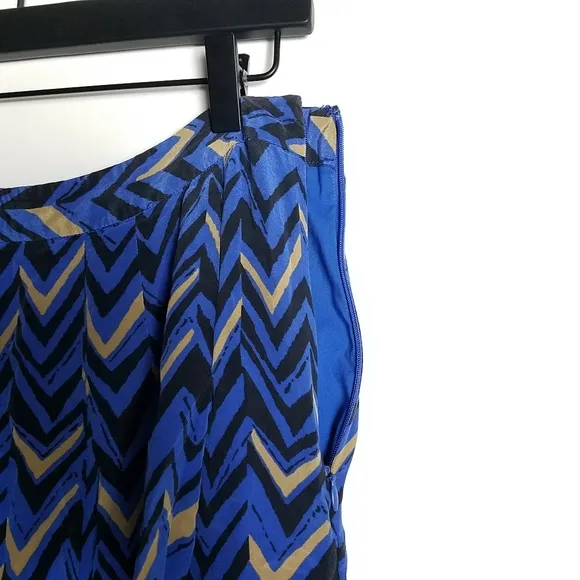 MADEWELL High Low Chevron print skirt 100% SILK  size 10