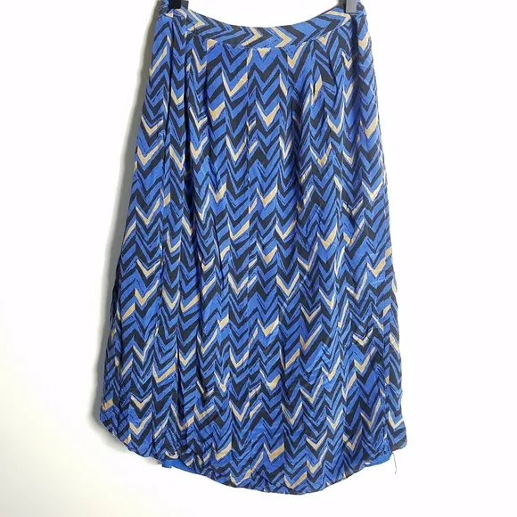 MADEWELL High Low Chevron print skirt 100% SILK  size 10