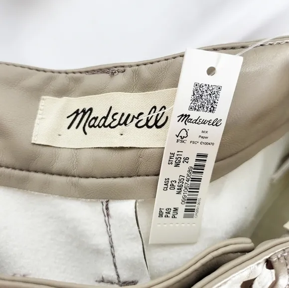 MADEWELL The Perfect Vintage Straight Jean: Faux Leather Edition NWT