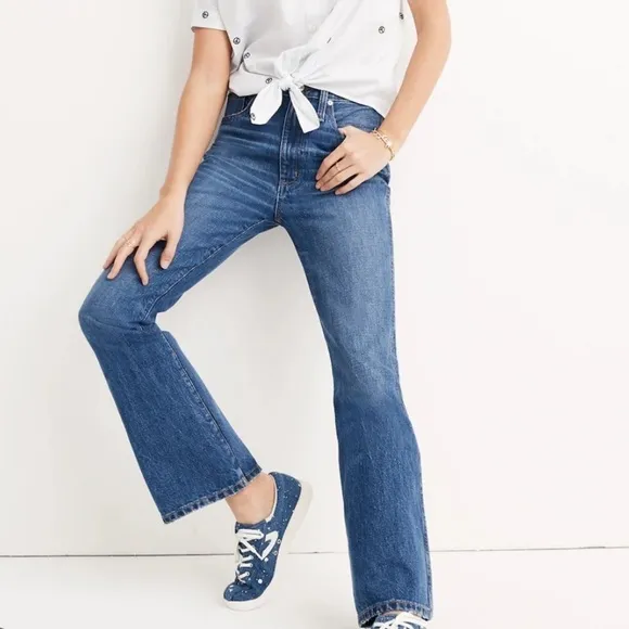 Madewell Women's Rigid Flare High Rise Bootcut Flare Stretch Dark Denim Jeans 25