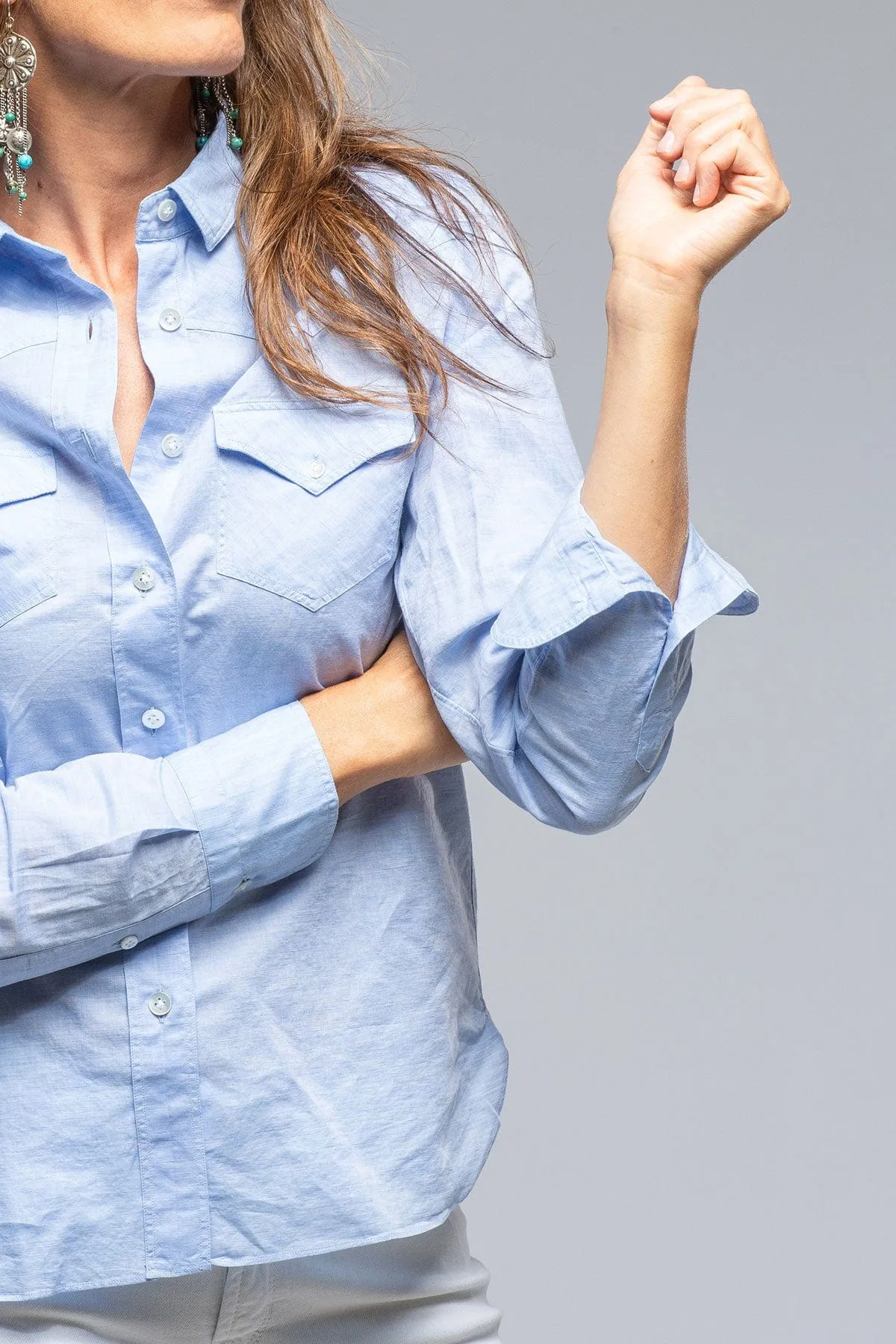 Marcella Linen Shirt in Sky Blue