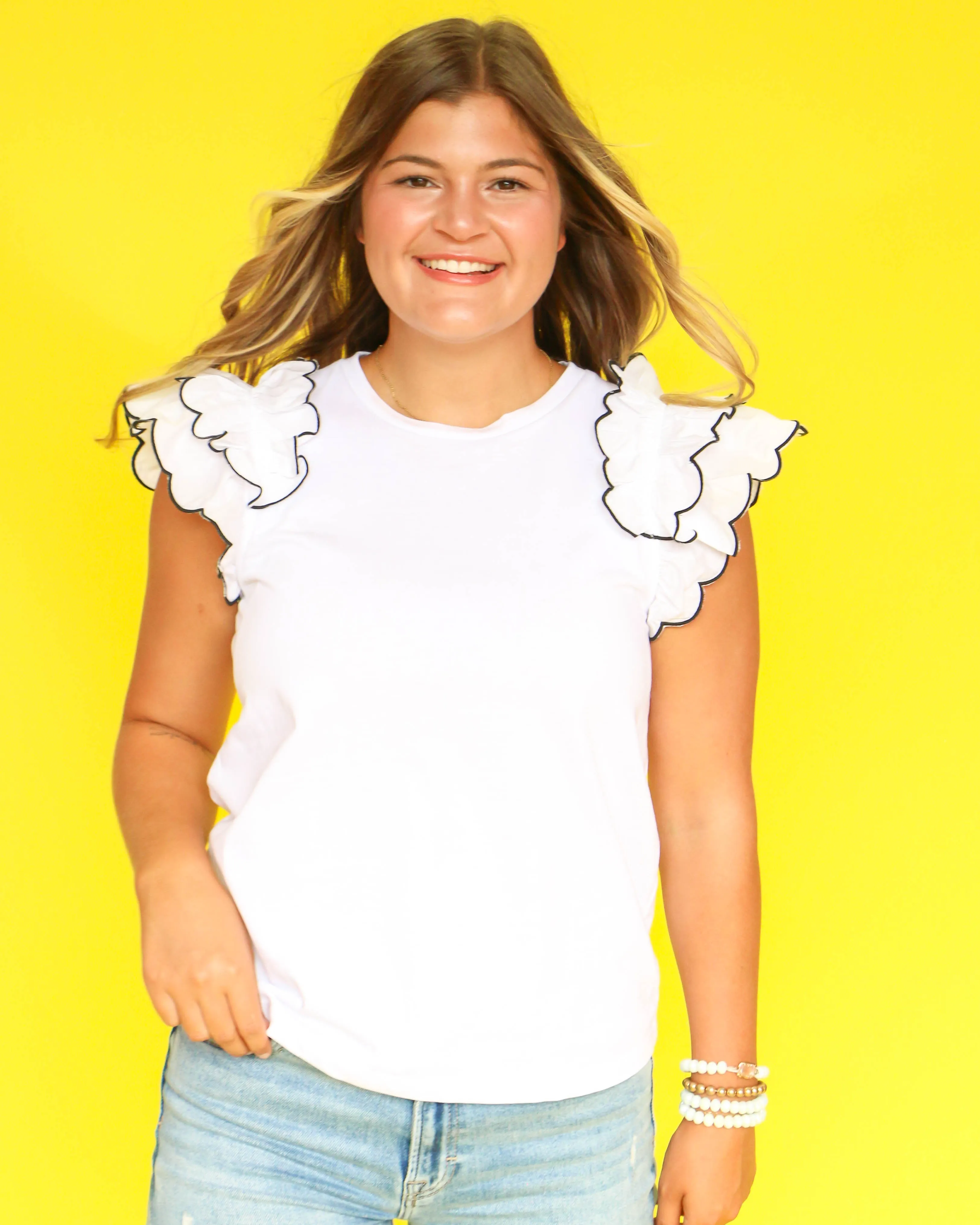 Merrow Stitch Ruffle Top