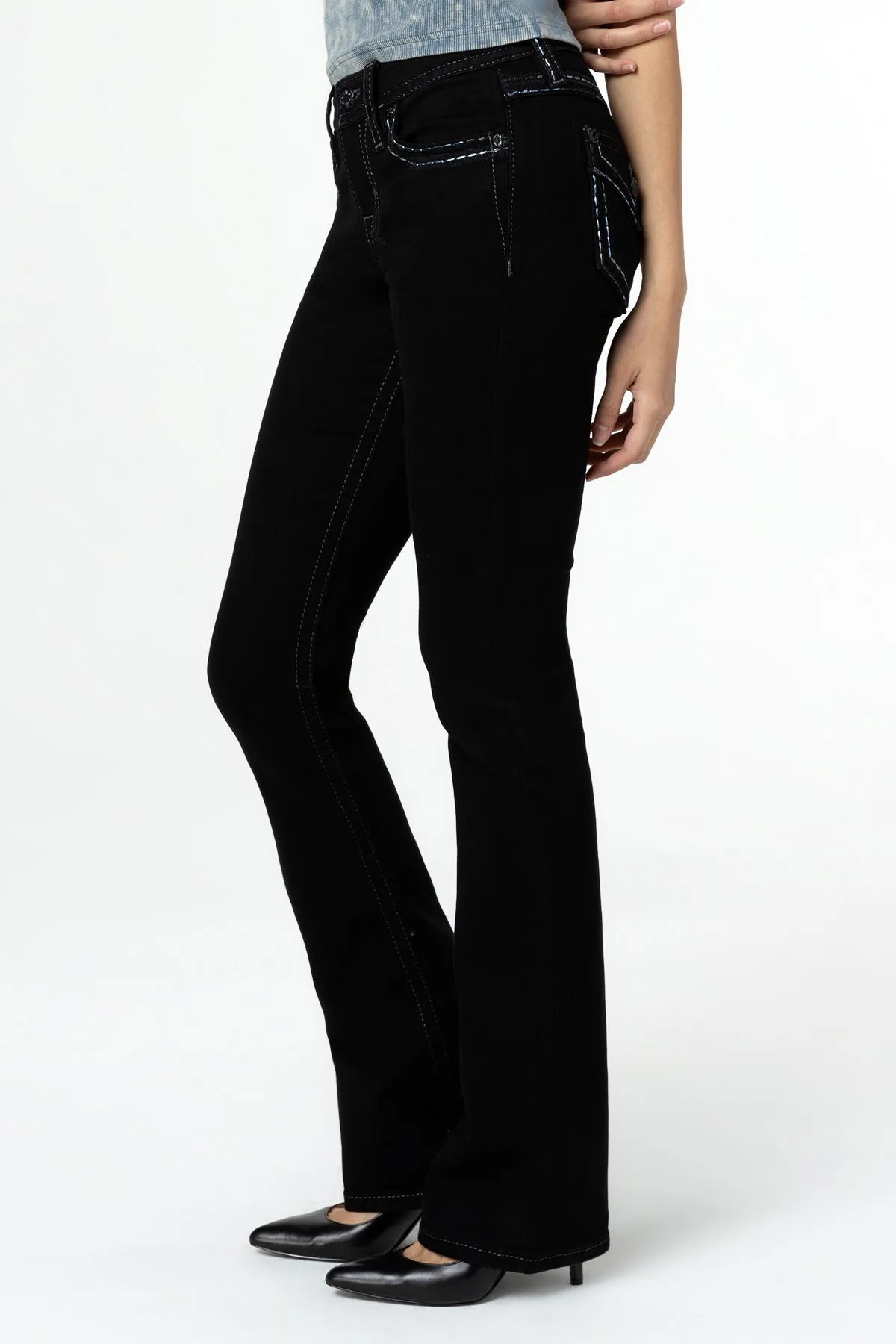 Metallic Classic Black Bootcut Jeans