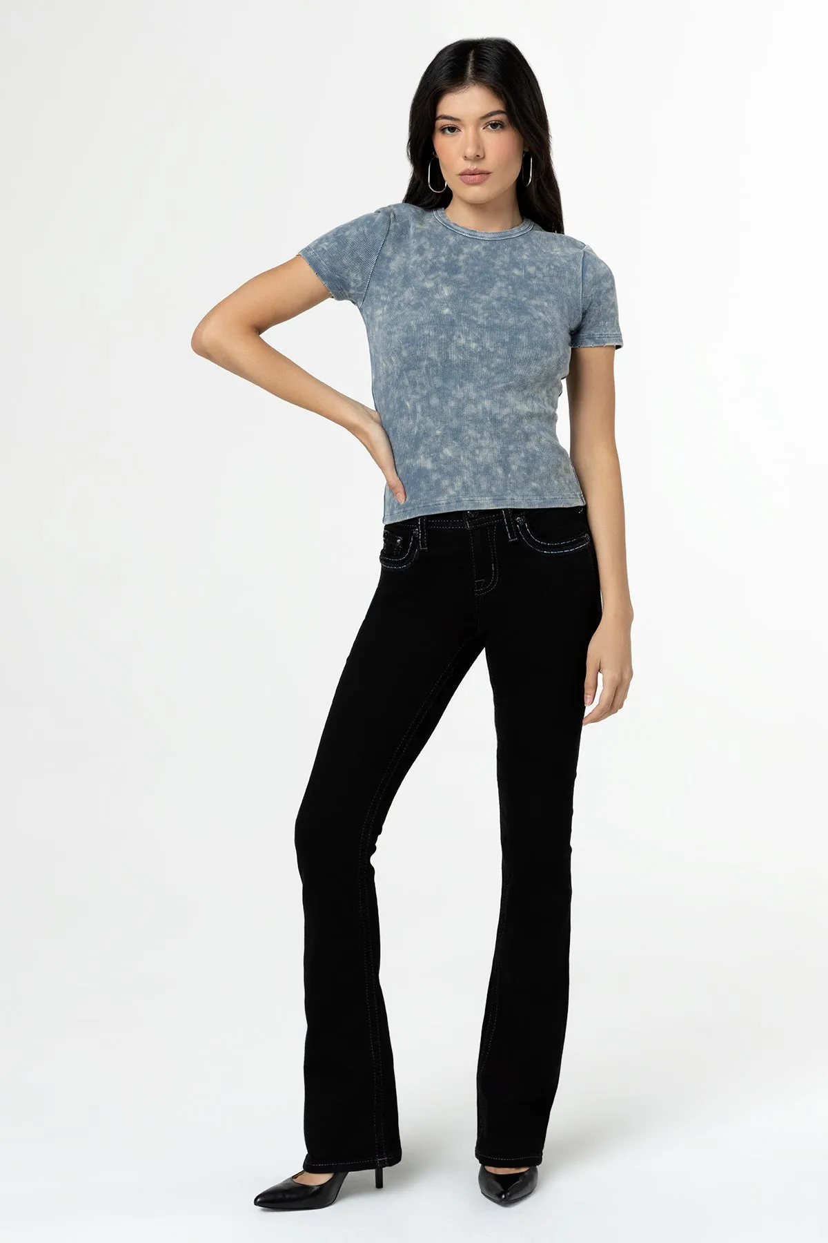 Metallic Classic Black Bootcut Jeans