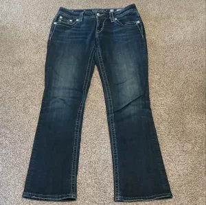 Miss Me Mid-Rise Easy Bootcut Angel Wing Embellished Denim Jeans Women's Size 28