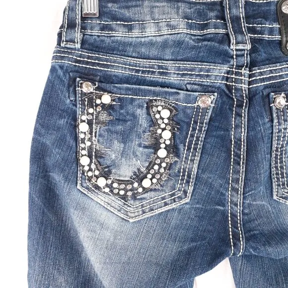 Miss Me Womens Bootcut Denim Jeans With Embellished Pockets Size 25