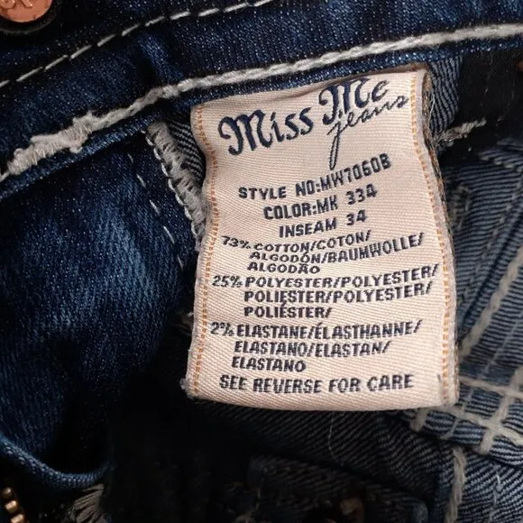 Miss Me Womens Bootcut Denim Jeans With Embellished Pockets Size 25