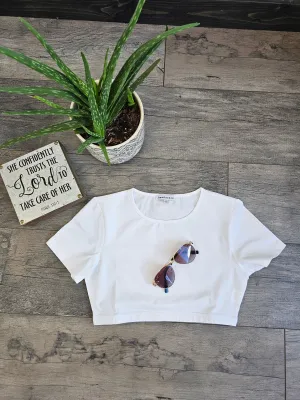 Modest Layering Cropped Tee in White