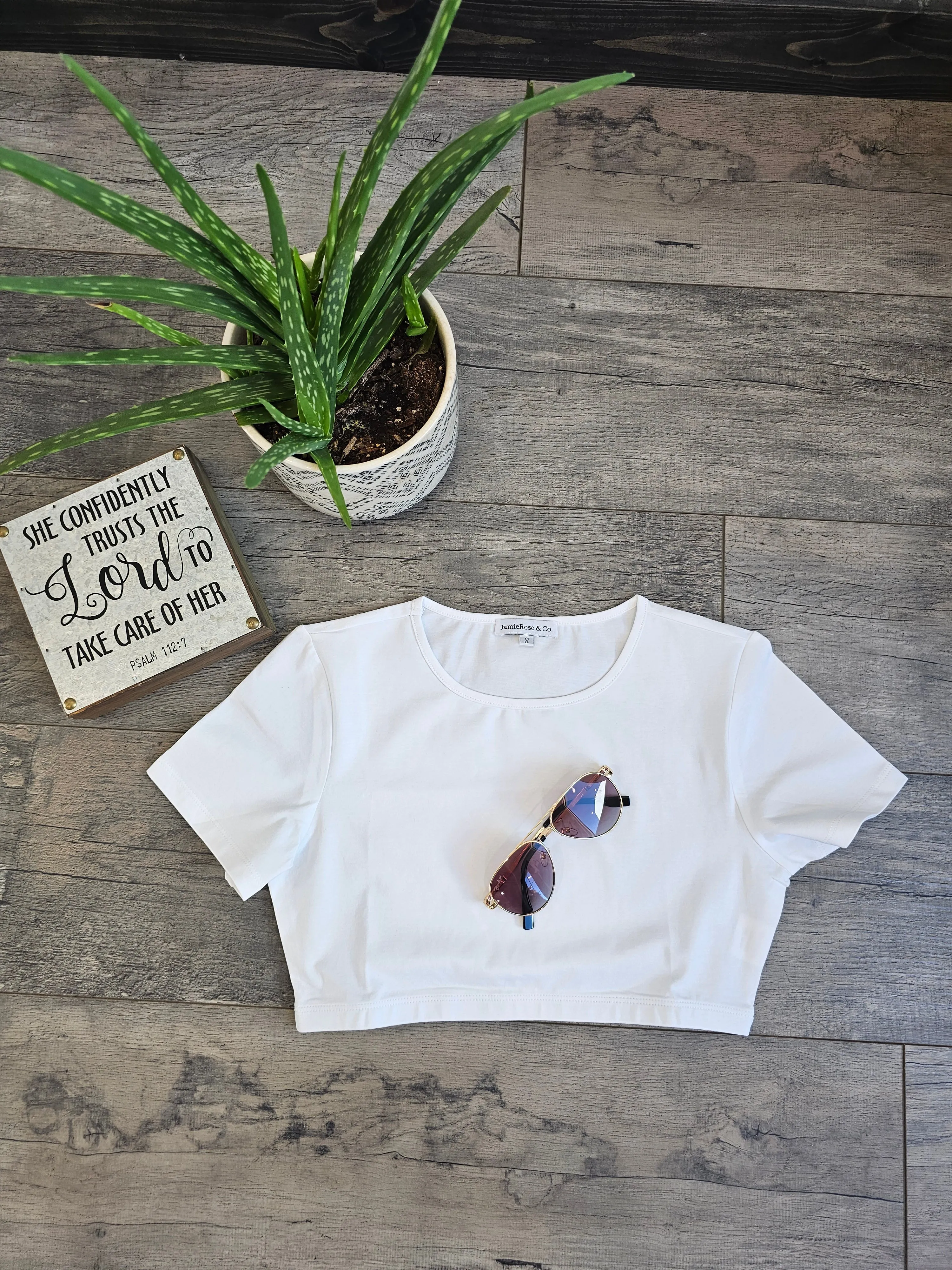 Modest Layering Cropped Tee in White
