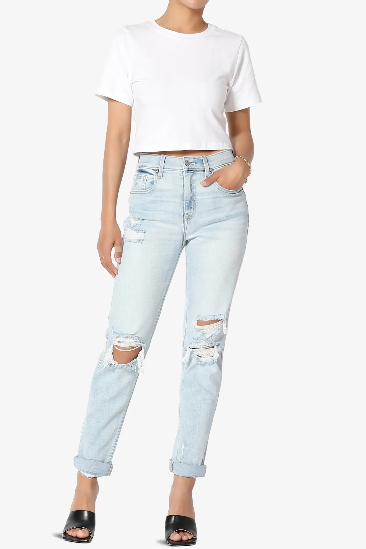Moore Crew Neck Cotton Crop Tee