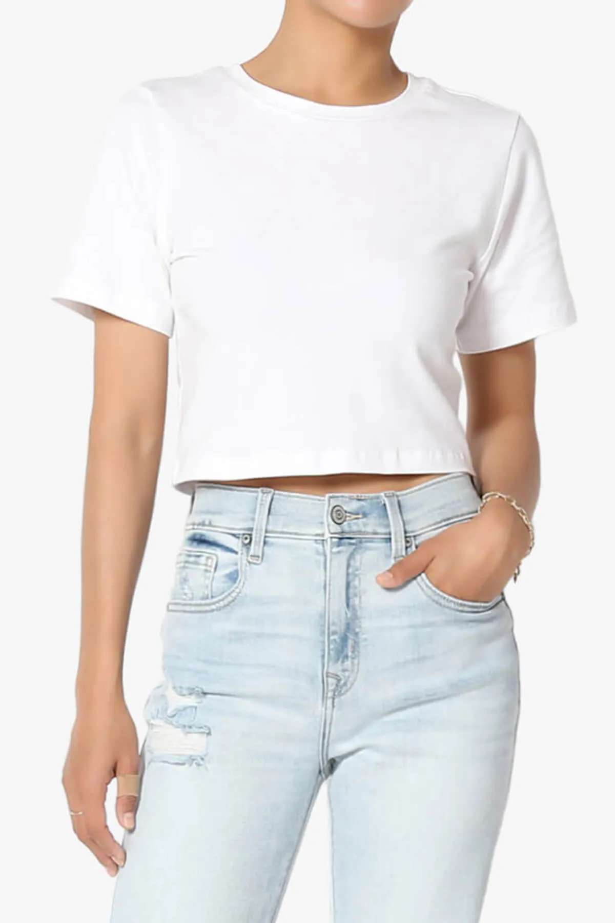 Moore Crew Neck Cotton Crop Tee