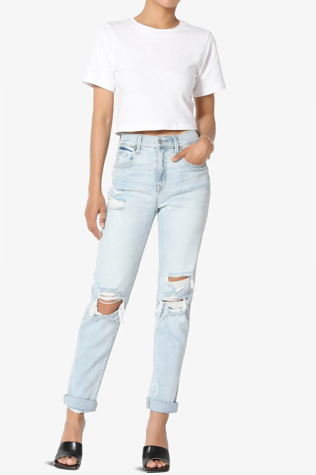 Moore Crew Neck Cotton Crop Tee