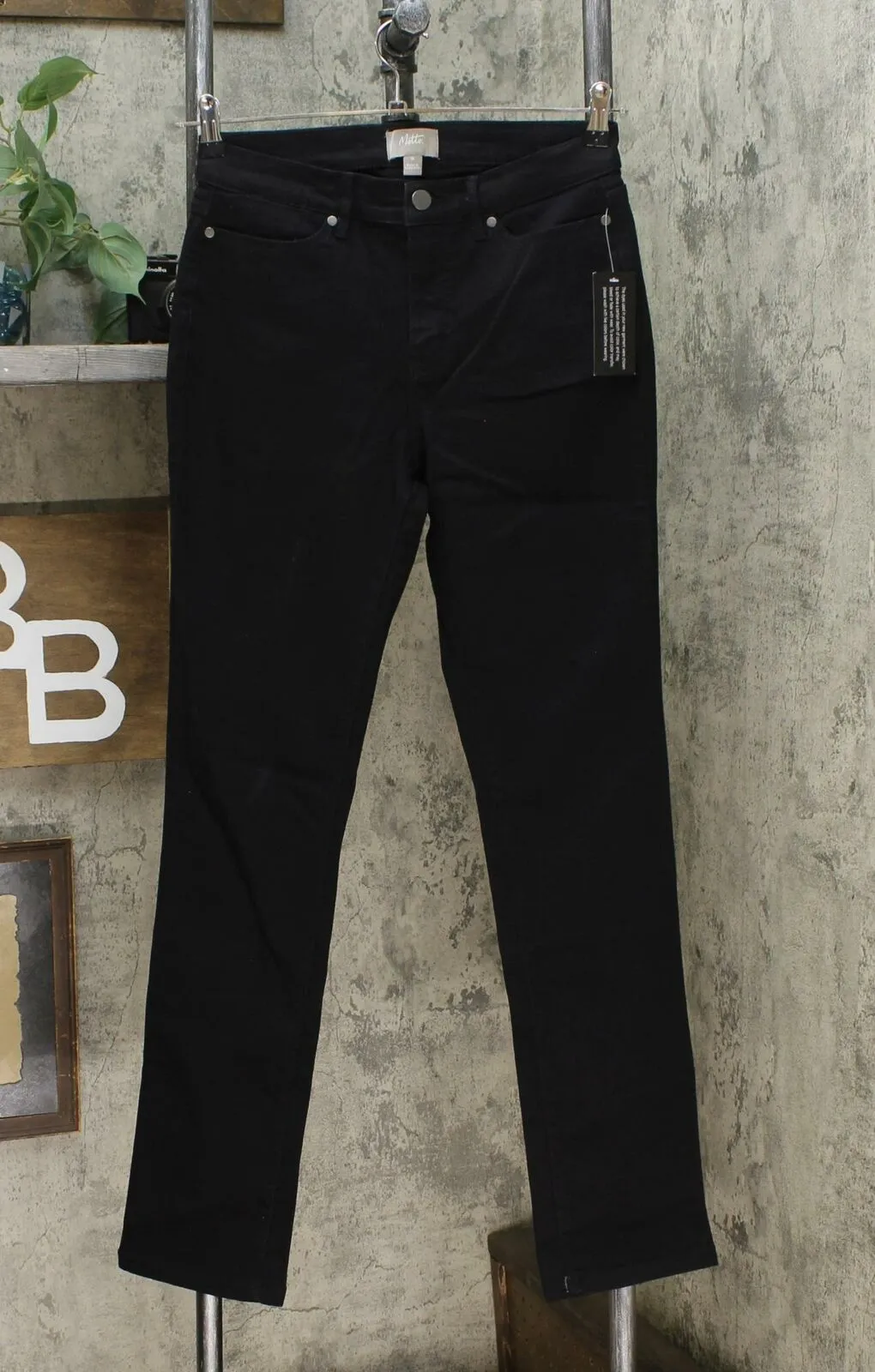 MOTTO Women's Stretch Denim 5 Pocket Straight Leg Jeans Black 10