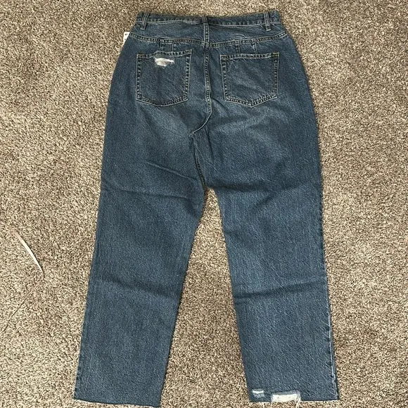 New Free People We The Free CRVY High Rise Straight Leg Distressed Raw Hem Jeans