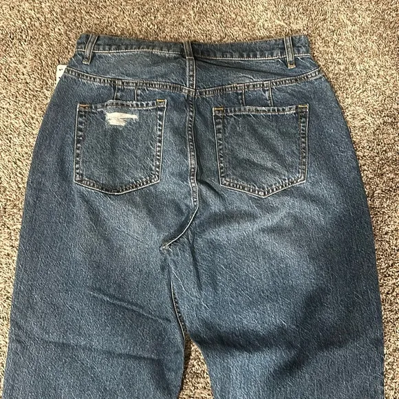 New Free People We The Free CRVY High Rise Straight Leg Distressed Raw Hem Jeans