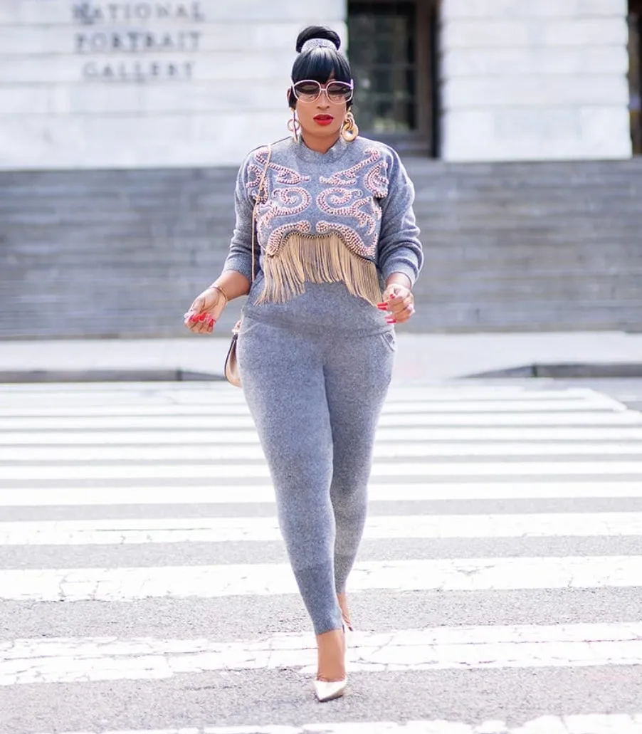 Nicole- 2 pcs Bead/Tassel Fringe Sweater Tracksuit Set (NEW)