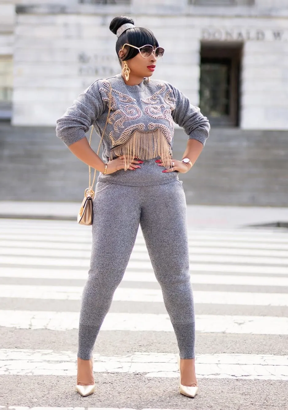 Nicole- 2 pcs Bead/Tassel Fringe Sweater Tracksuit Set (NEW)
