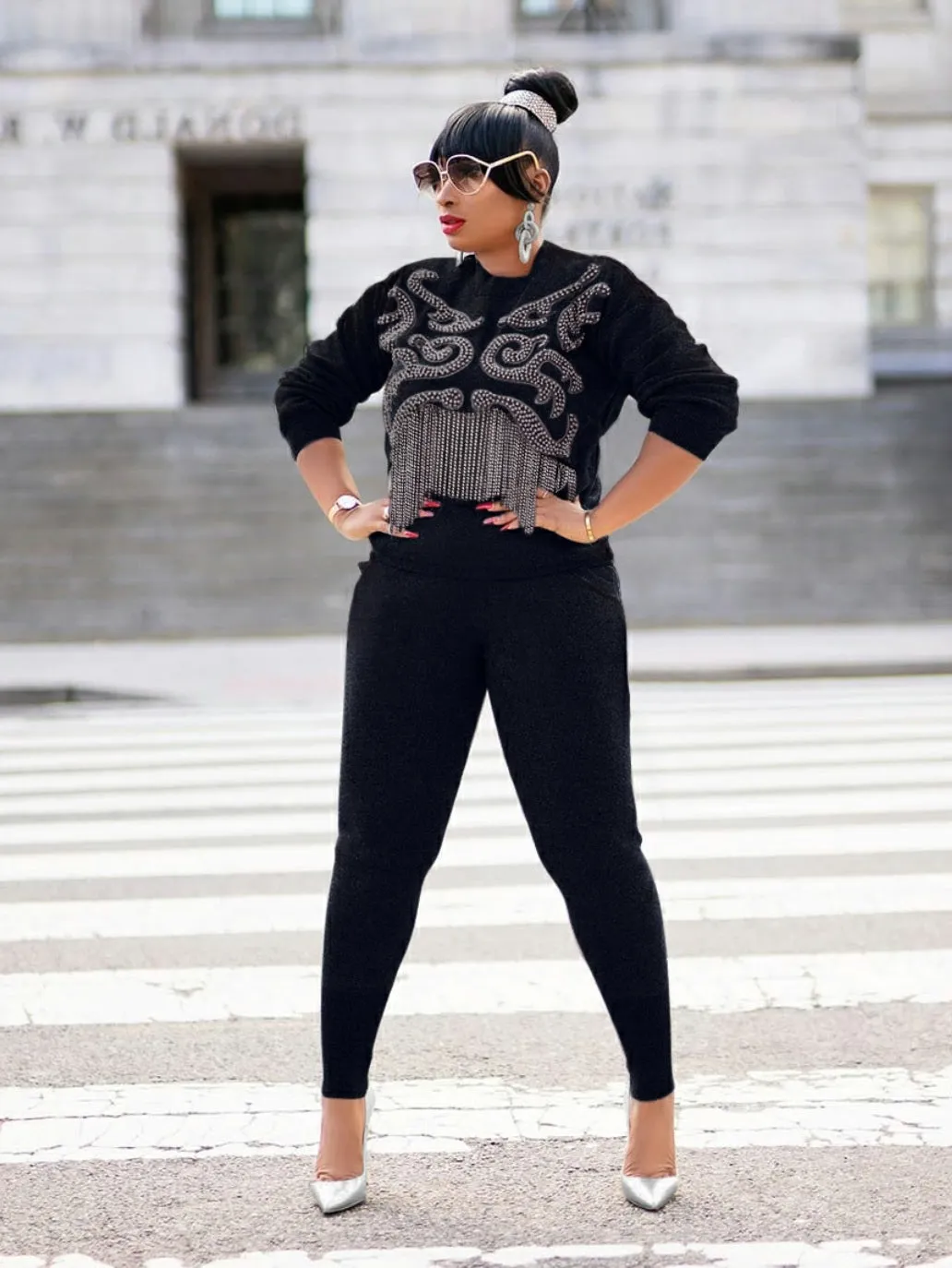 Nicole- 2 pcs Bead/Tassel Fringe Sweater Tracksuit Set (NEW)