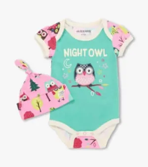 Night Owl Baby Bodysuit With Hat