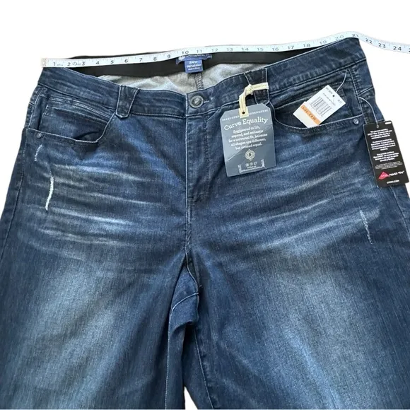 NWT &quot;Ab&quot;solution Blue Vintage Denim Plus Straight Leg Jeans Stretch Women’s 24W