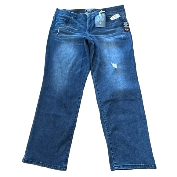 NWT &quot;Ab&quot;solution Blue Vintage Denim Plus Straight Leg Jeans Stretch Women’s 24W