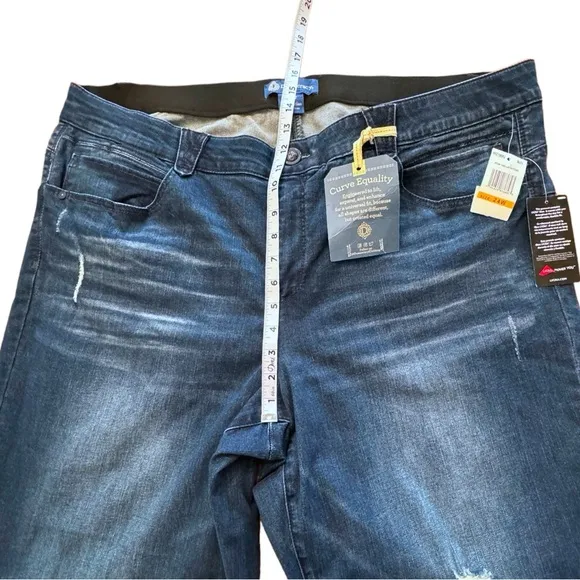 NWT &quot;Ab&quot;solution Blue Vintage Denim Plus Straight Leg Jeans Stretch Women’s 24W