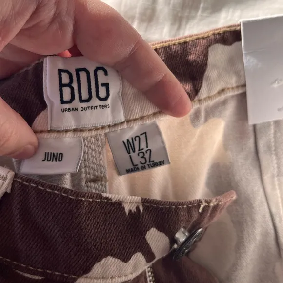 NWT BDG Brown Cow Print Juno Jeans 27W 32L Carpenter Style Straight Leg