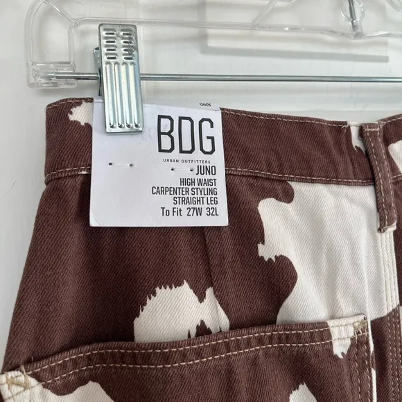 NWT BDG Brown Cow Print Juno Jeans 27W 32L Carpenter Style Straight Leg