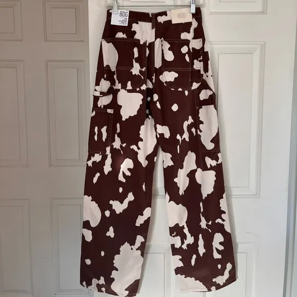 NWT BDG Brown Cow Print Juno Jeans 27W 32L Carpenter Style Straight Leg