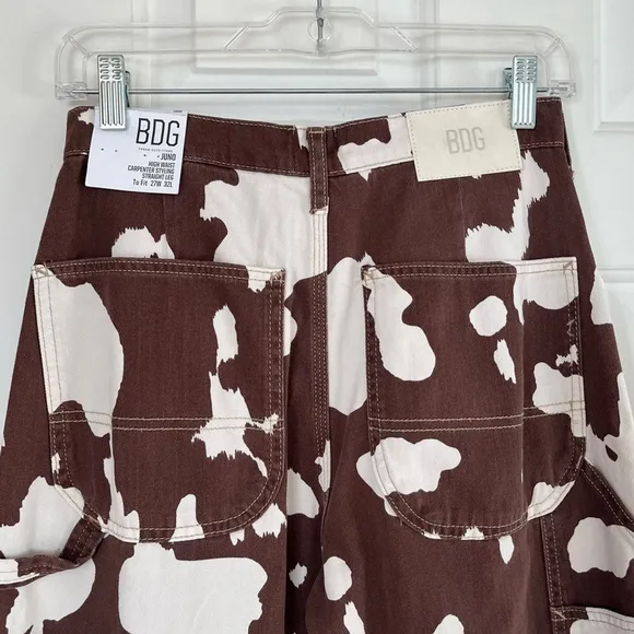 NWT BDG Brown Cow Print Juno Jeans 27W 32L Carpenter Style Straight Leg