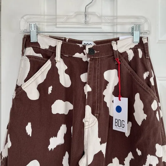 NWT BDG Brown Cow Print Juno Jeans 27W 32L Carpenter Style Straight Leg
