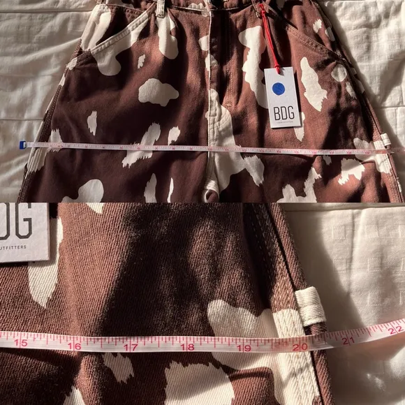 NWT BDG Brown Cow Print Juno Jeans 27W 32L Carpenter Style Straight Leg