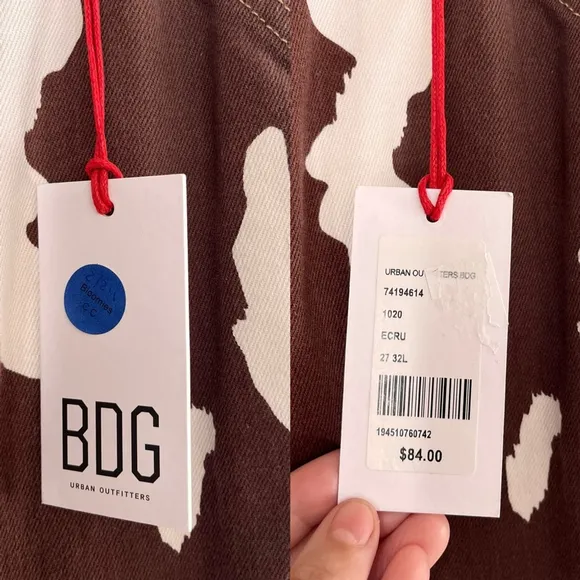NWT BDG Brown Cow Print Juno Jeans 27W 32L Carpenter Style Straight Leg