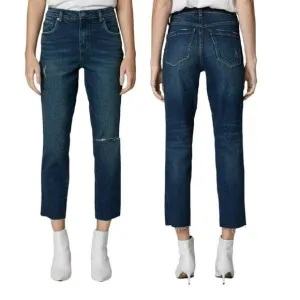 NWT Blank NYC The Madison High Rise Crop Dark Wash Jeans Raw Hem Size 25