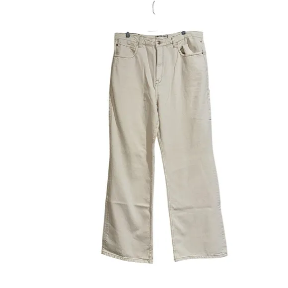 NWT  Free People x We The Free Tinsley Baggy High Rise Jeans in White/Ecru